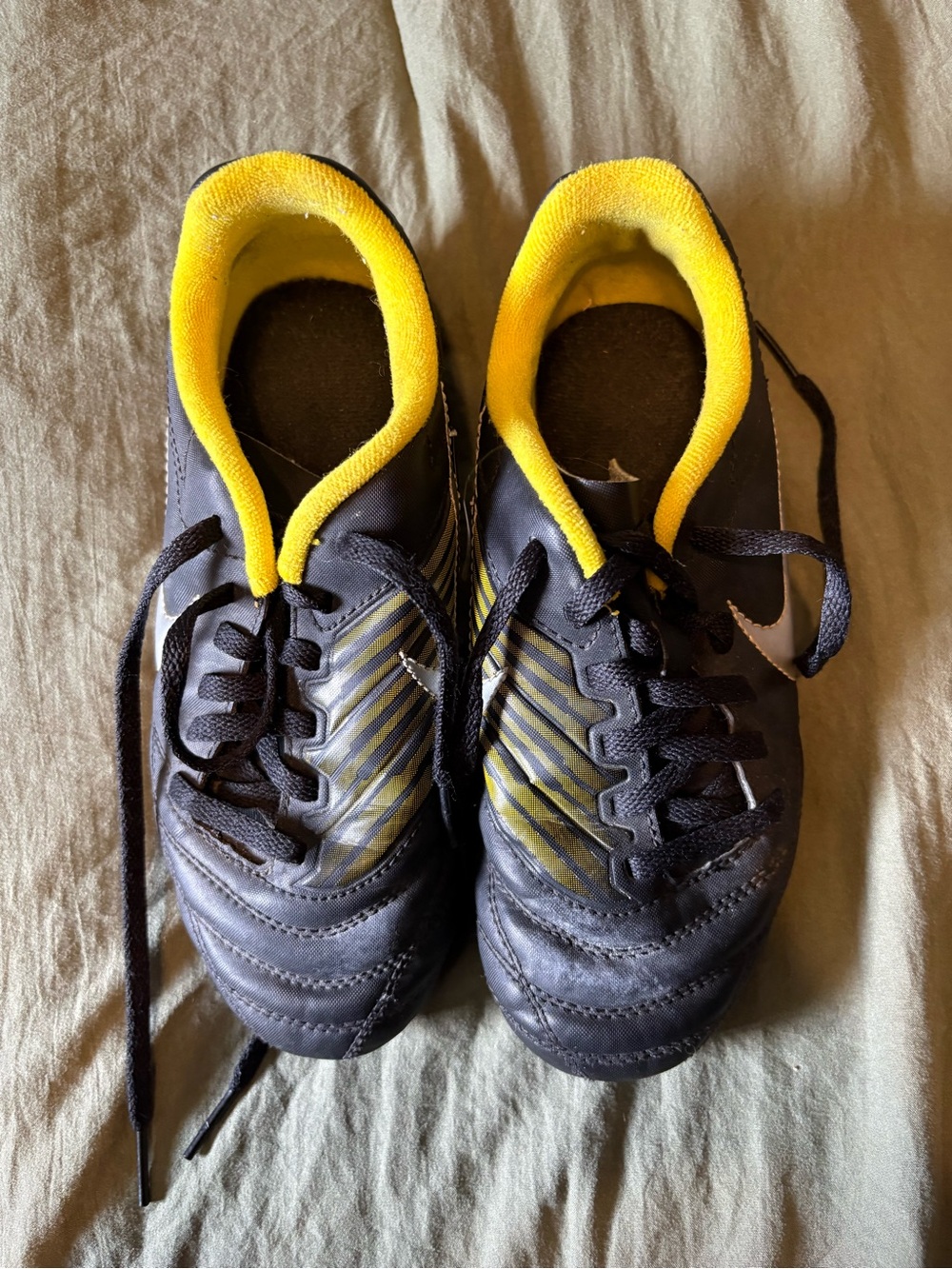 Nike Black and Yellow Kids Athletic Sneakers